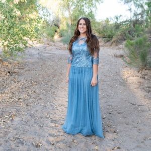 Blue Lacy Formal Dress